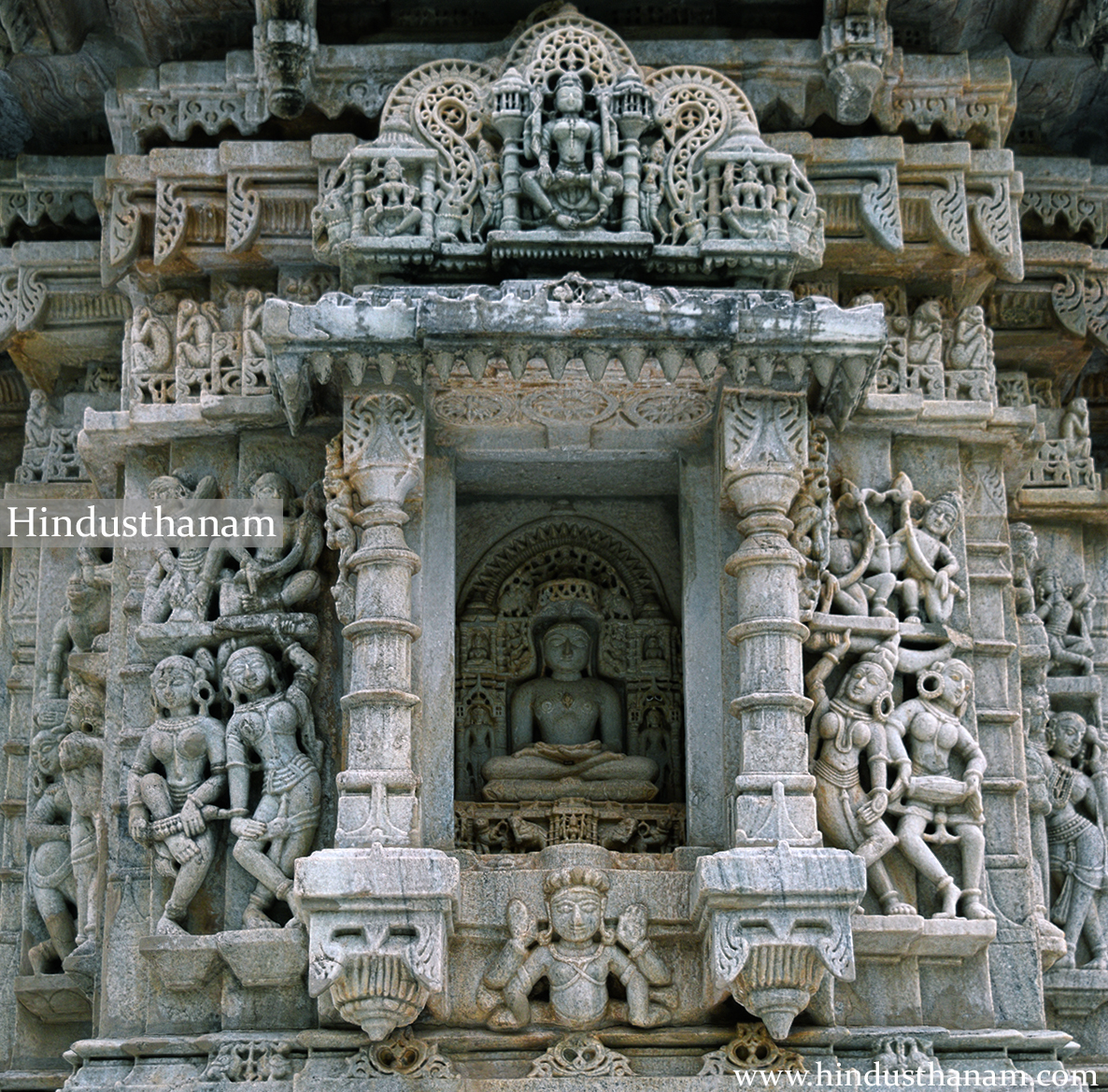 Sculptures on the wall of the temple 