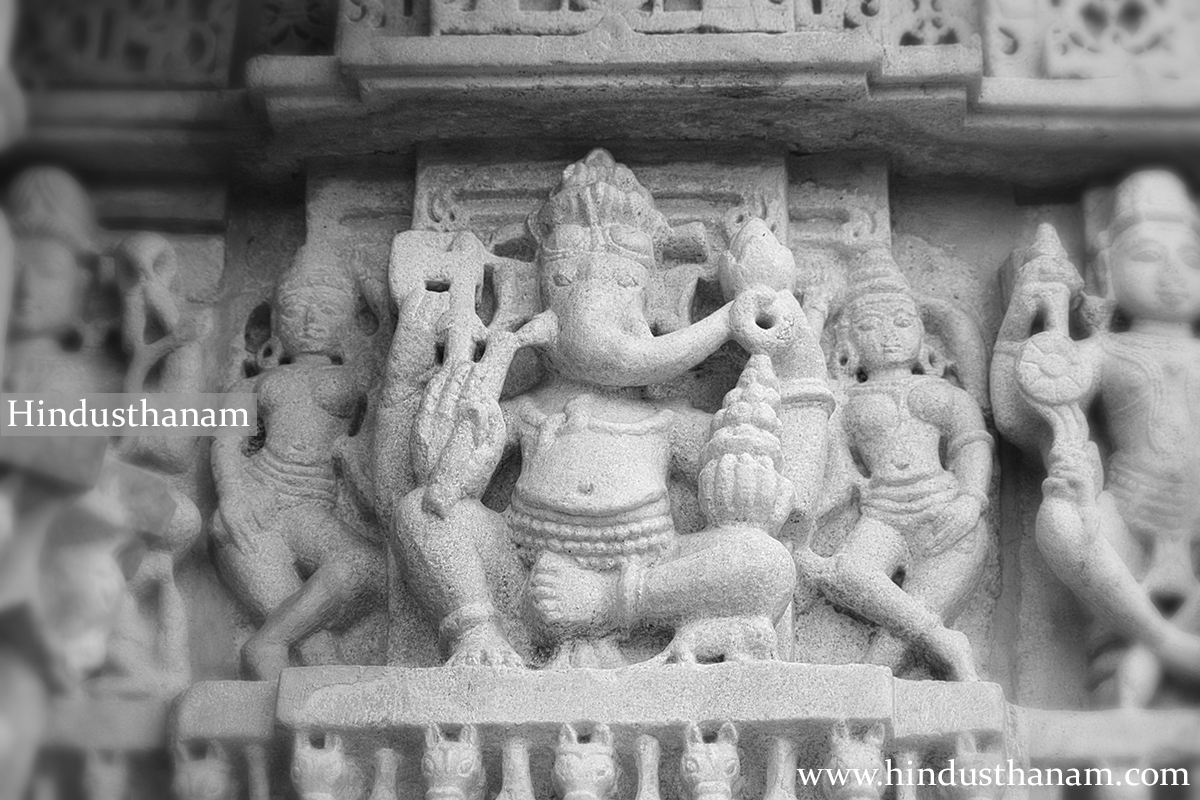 Lord Ganesha Sculpture on the wall of Surya Temple Ranakpur